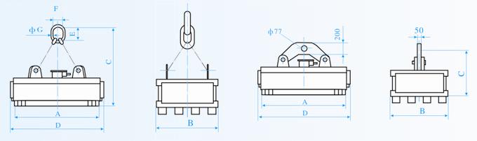 小钢坯、钢锭起吊用电磁铁MW92系列产品外形图